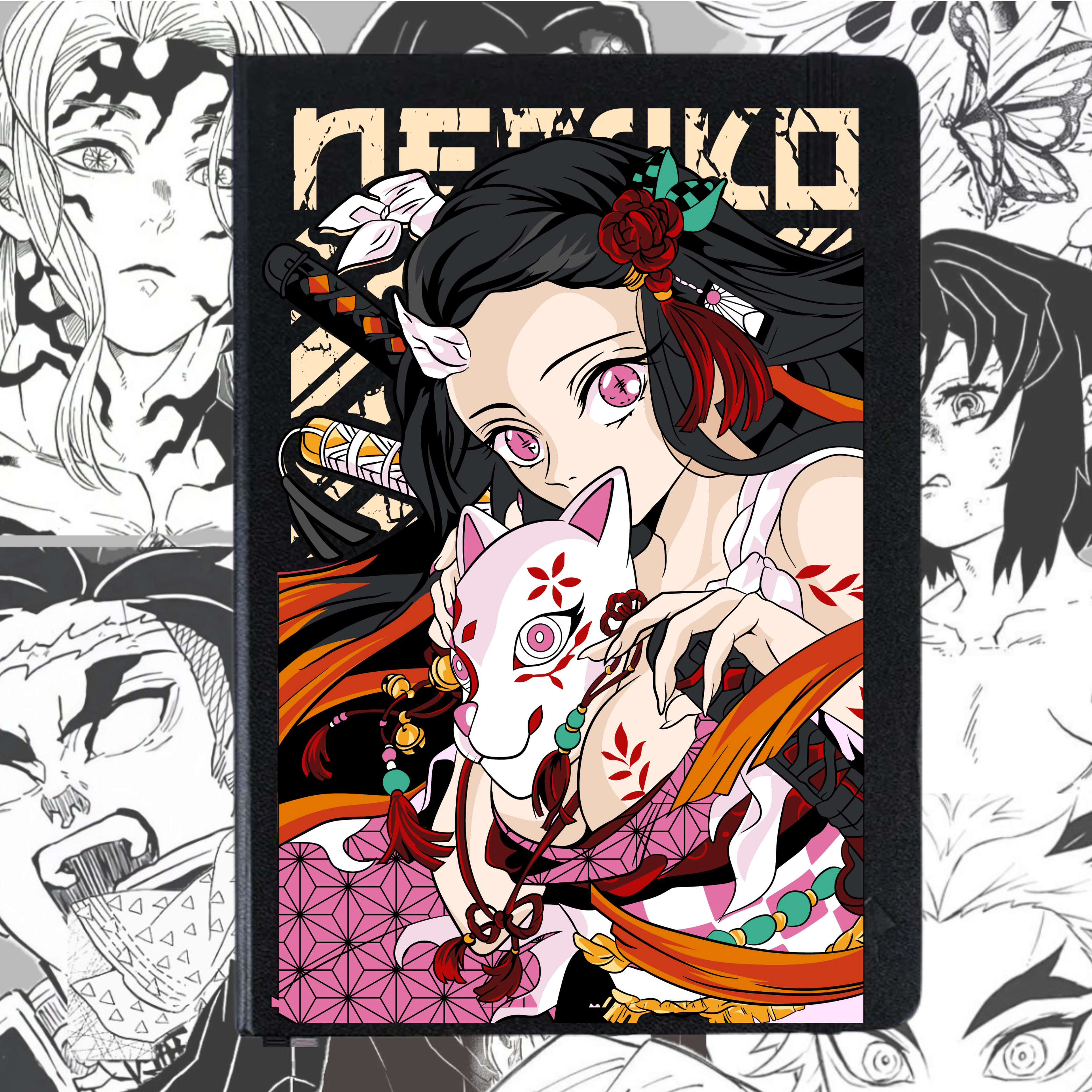 Libreta Nezuko Kamado Demon Slayer | Libreta Anime Ecocuero Negra Tapa Dura