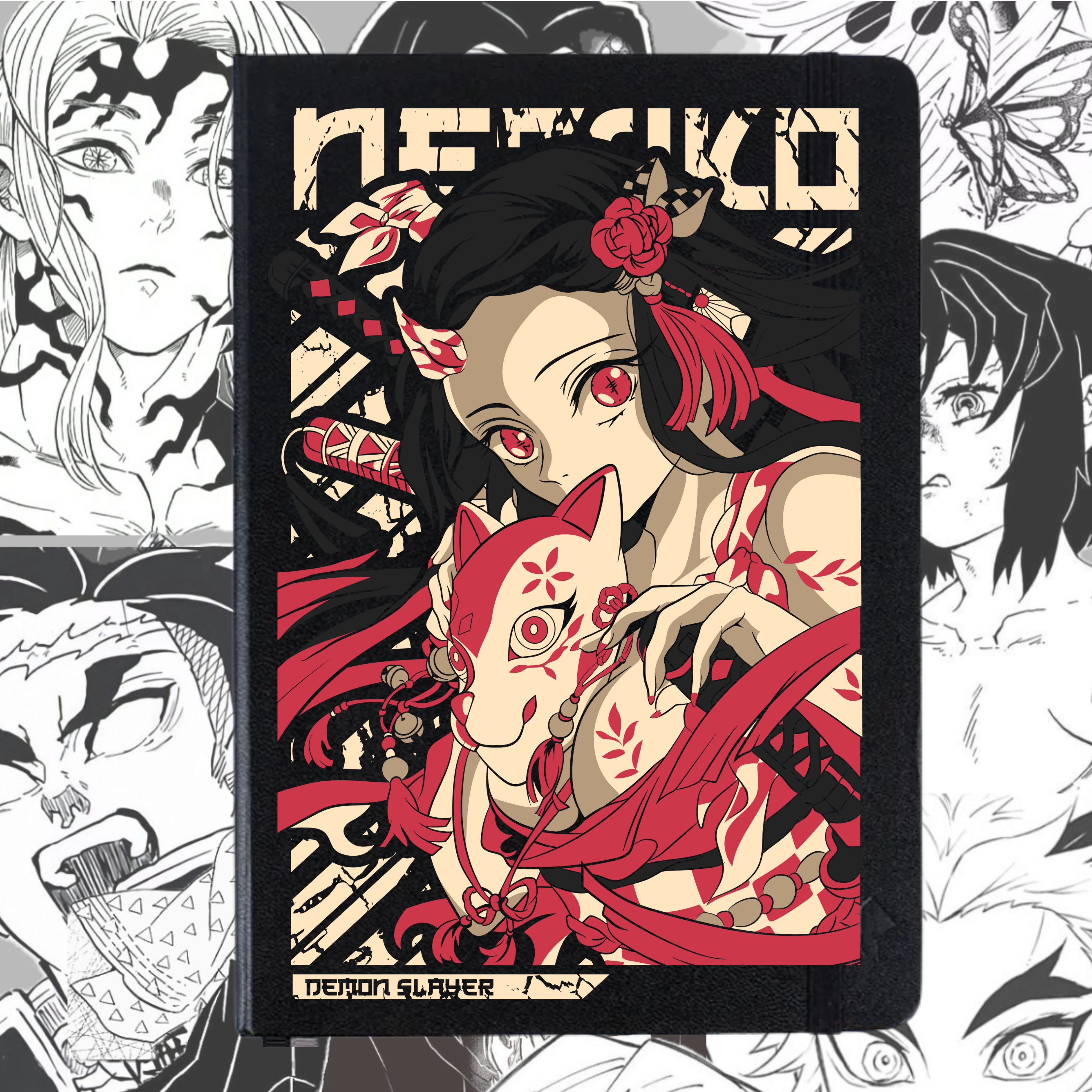 Libreta Nezuko Kamado Demon Slayer | Libreta Anime Ecocuero Negra Tapa Dura