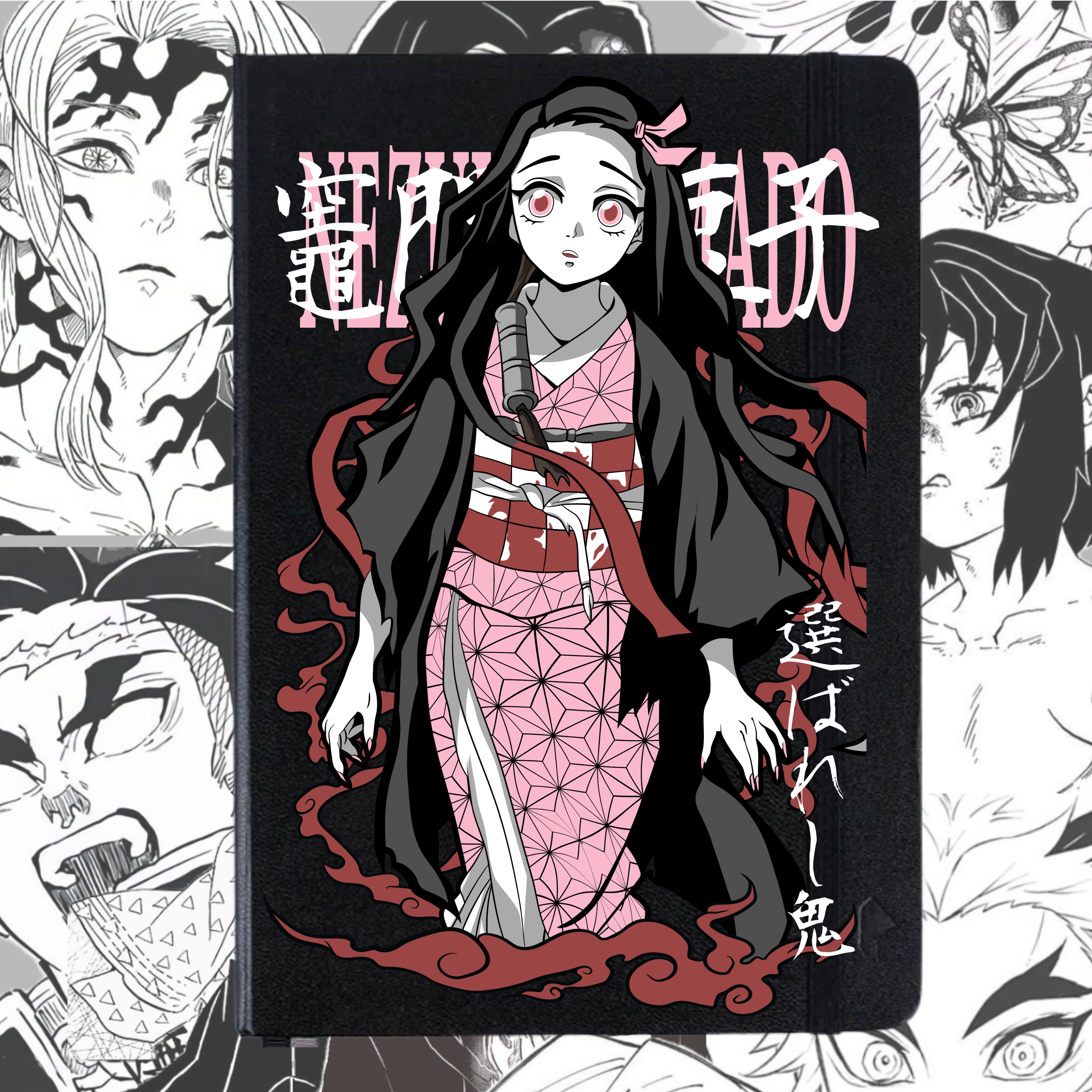Libreta Nezuko Kamado Demon Slayer | Libreta Anime Ecocuero Negra Tapa Dura