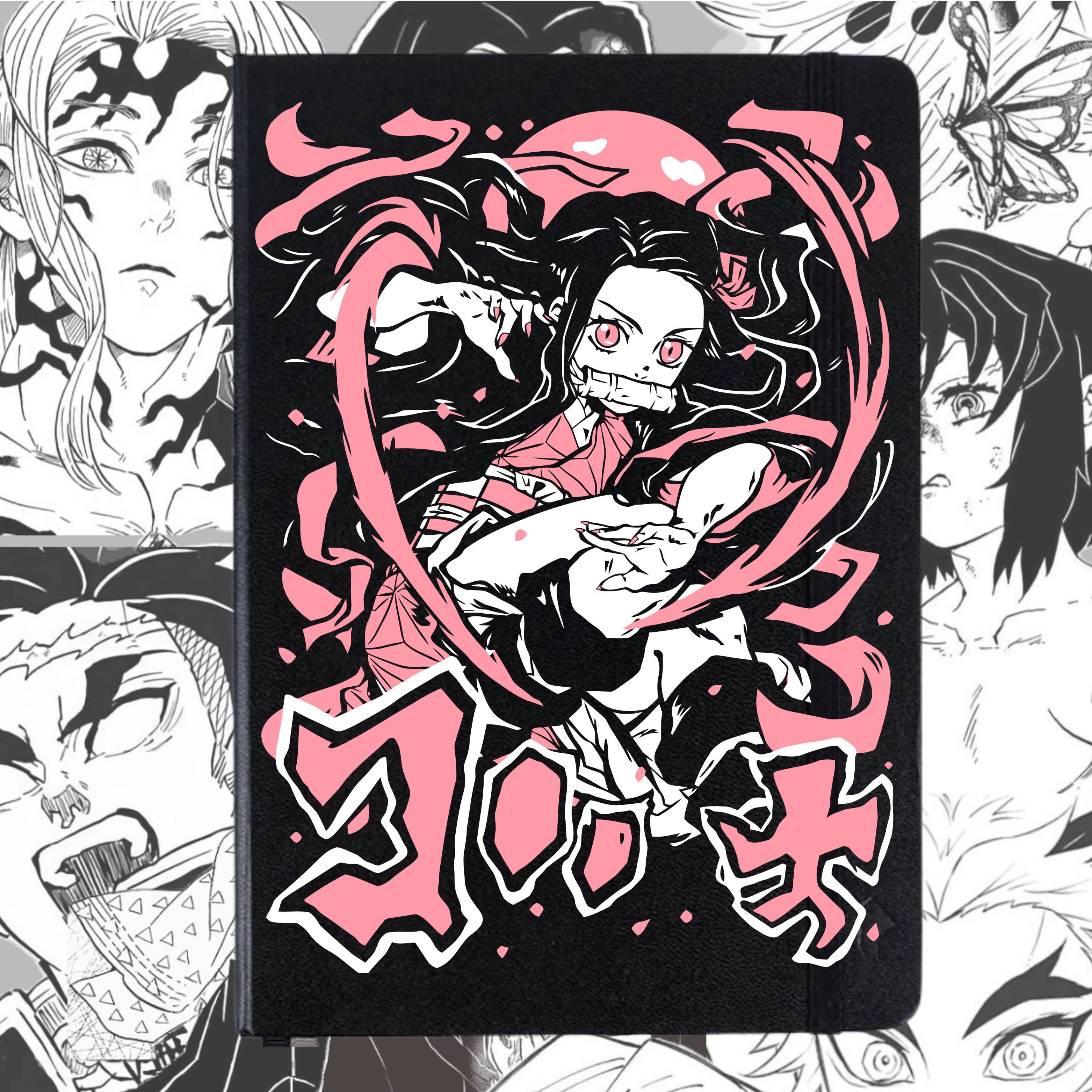 Libreta Nezuko Kamado Demon Slayer | Libreta Anime Ecocuero Negra Tapa Dura
