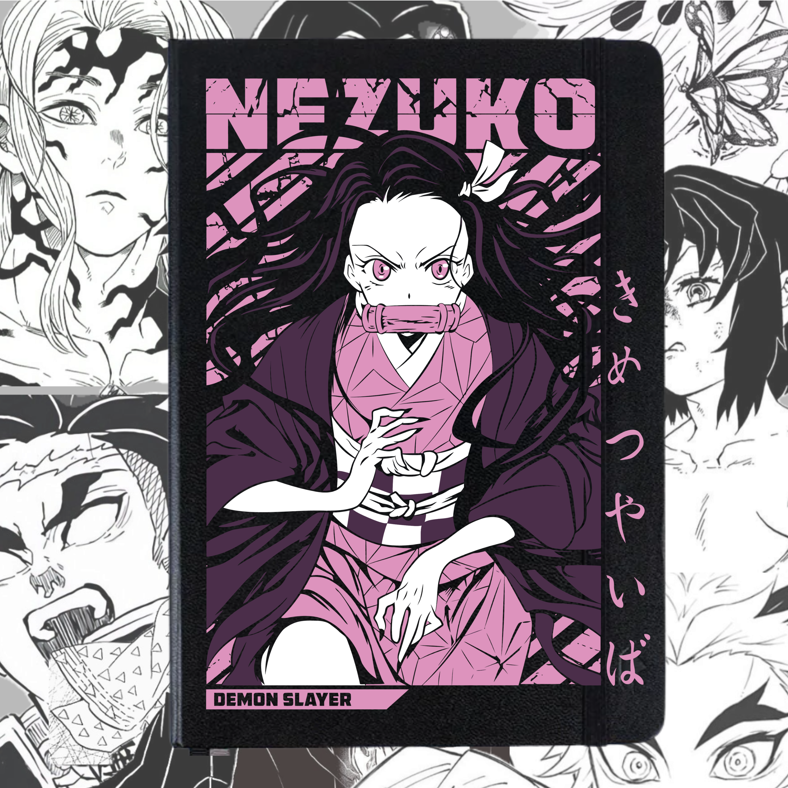 Libreta Nezuko Kamado Demon Slayer | Libreta Anime Ecocuero Negra Tapa Dura