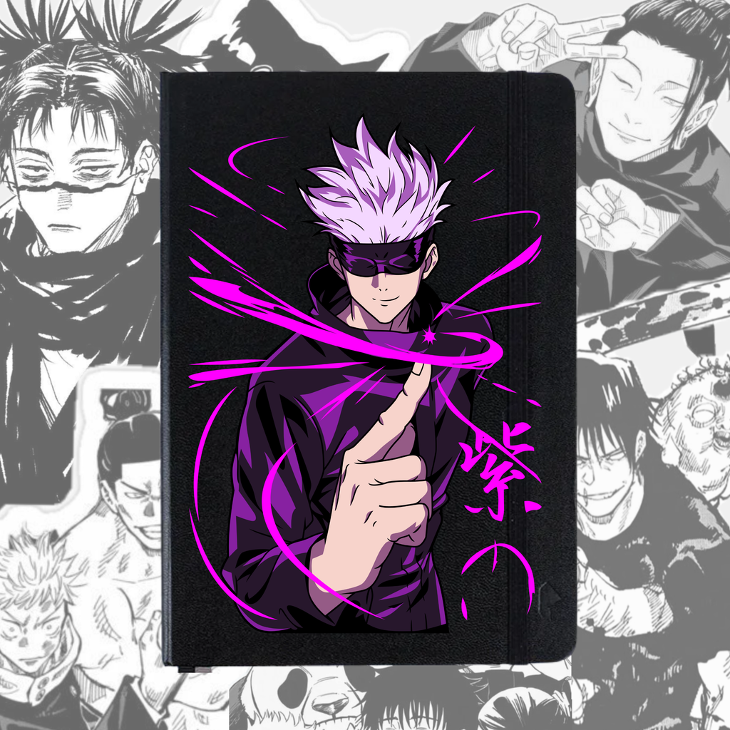 Libreta Satoru Gojo Jujutsu Kaisen | Libreta Anime Ecocuero Negra Tapa Dura