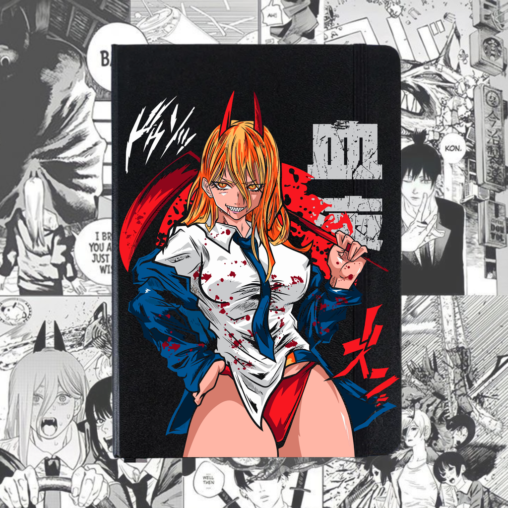 Libreta Power  Chainsaw Man | Libreta Anime Ecocuero Negra Tapa Dura